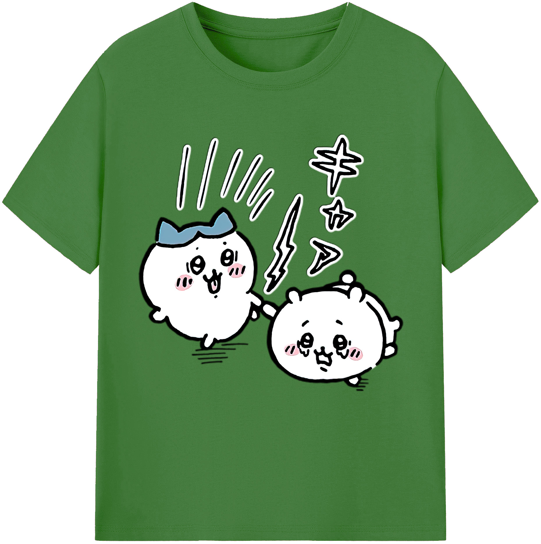 （画像用） ちいかわ ハチワレ Chii-kawa hachiware レディースカジュアルプリントTシャツ（綿100％）
